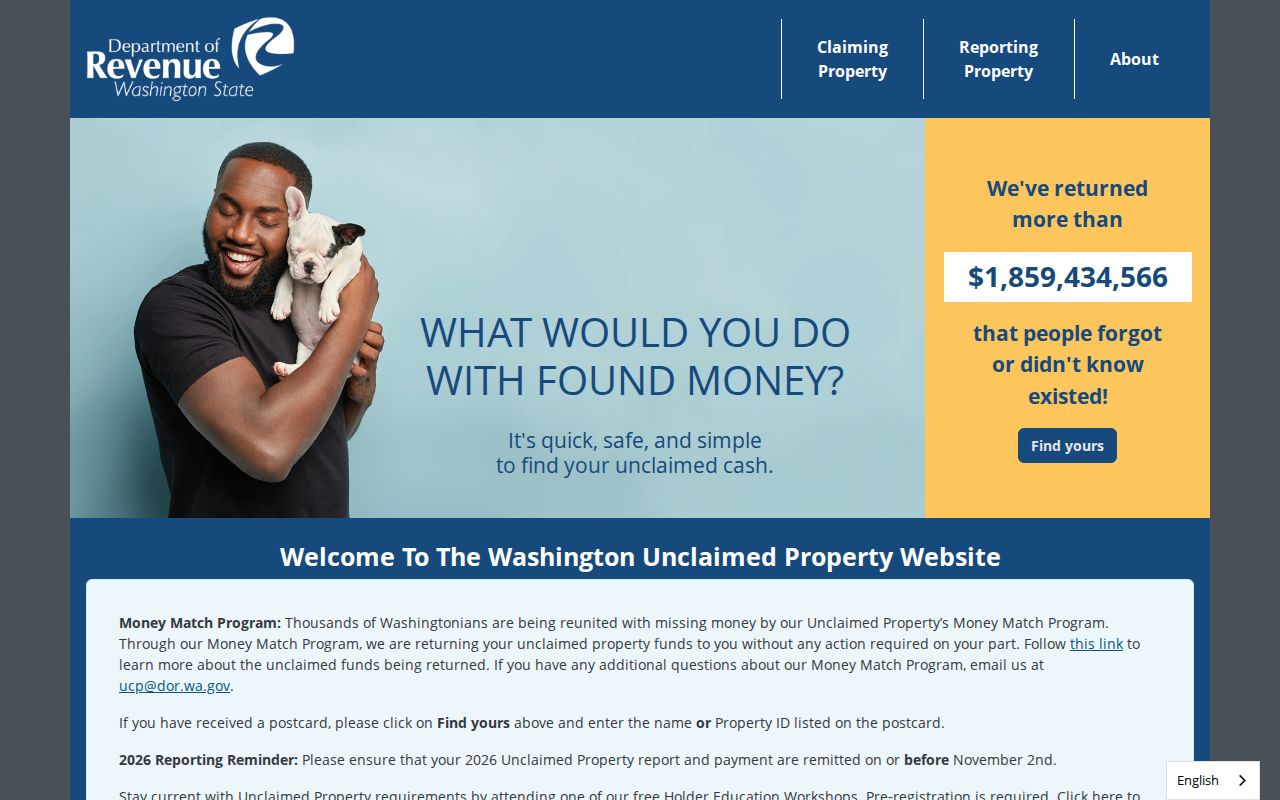 Pullman people search using Washington unclaimed property