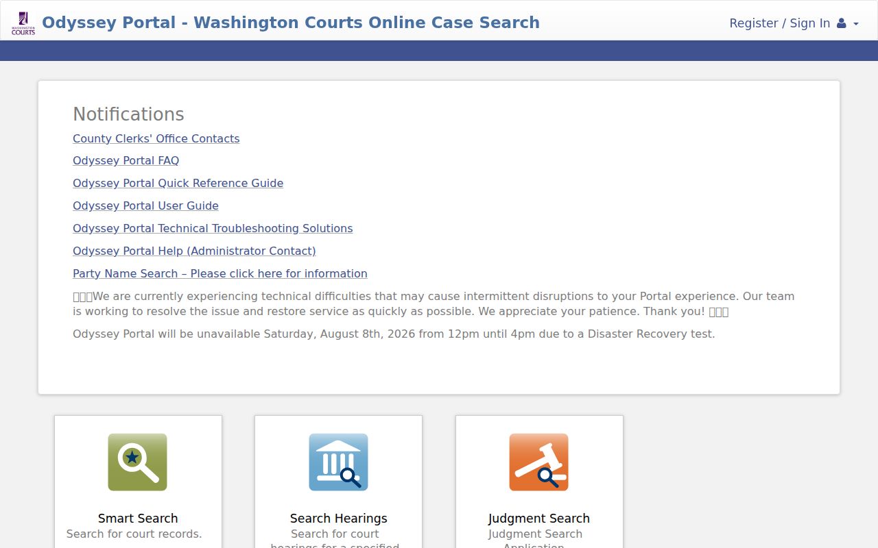 Pullman people search in Whitman Superior Court Odyssey