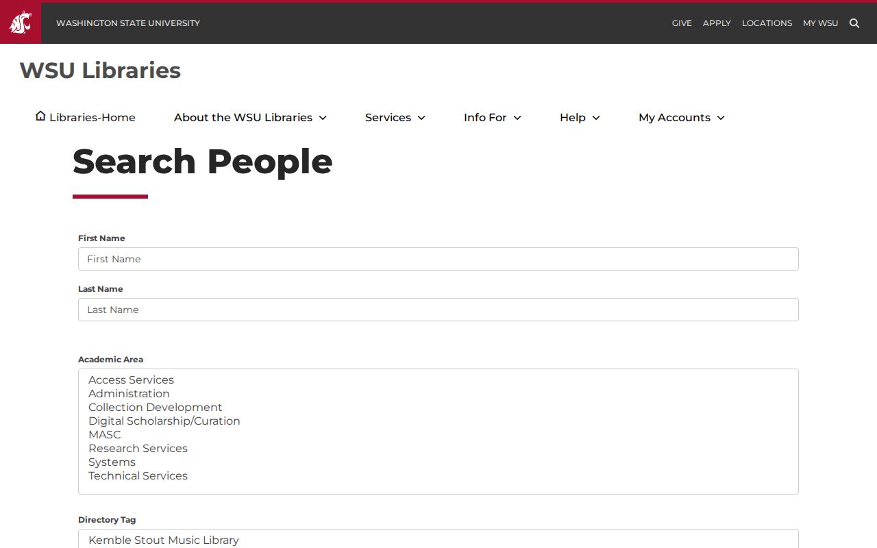 Pullman people directories WSU Libraries staff search