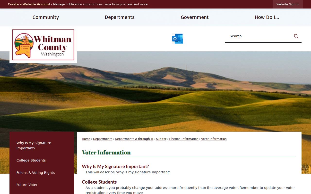 Pullman voter registration records information from Whitman County Elections